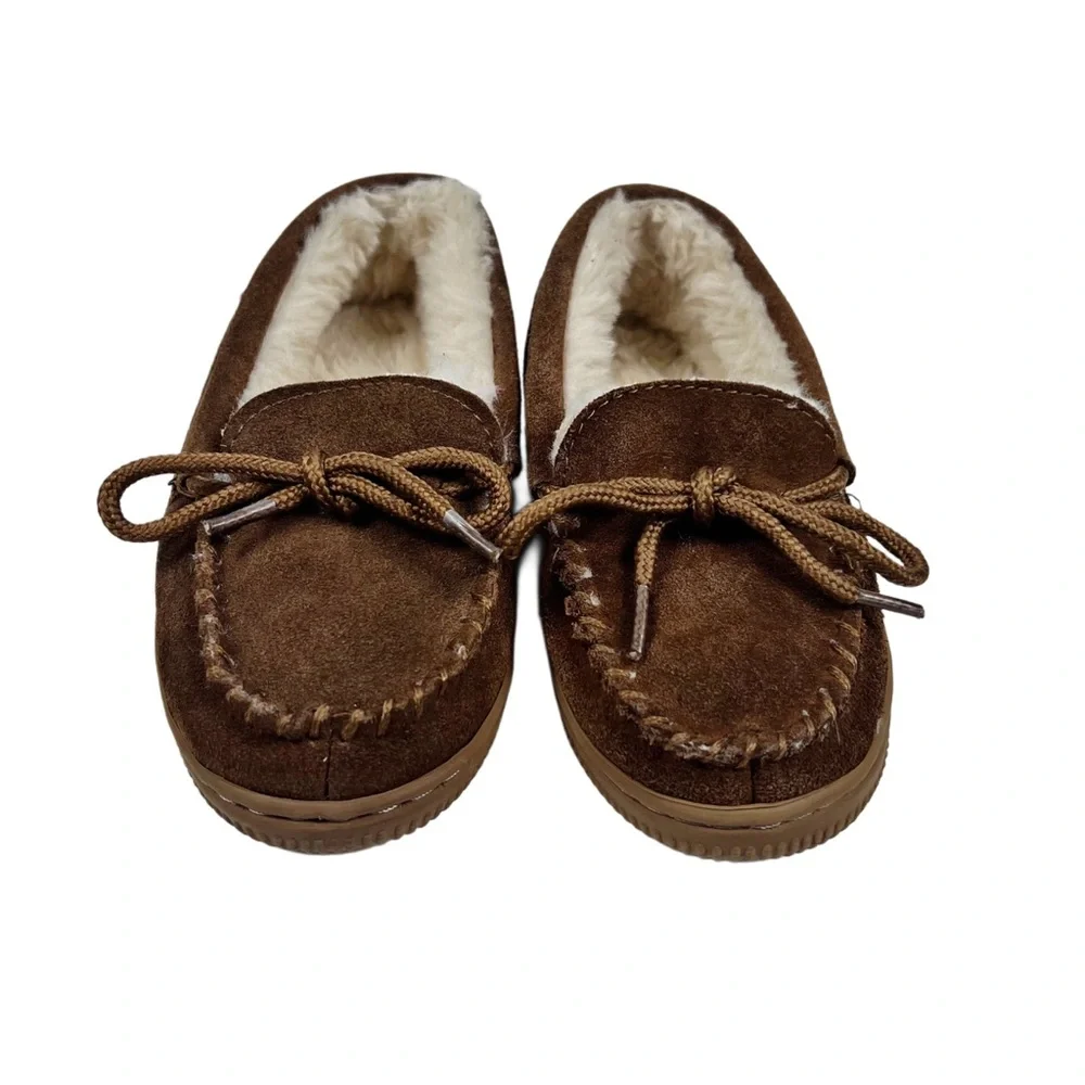 Lamo Youth Brown Suede Shearling Slippers Sz 12